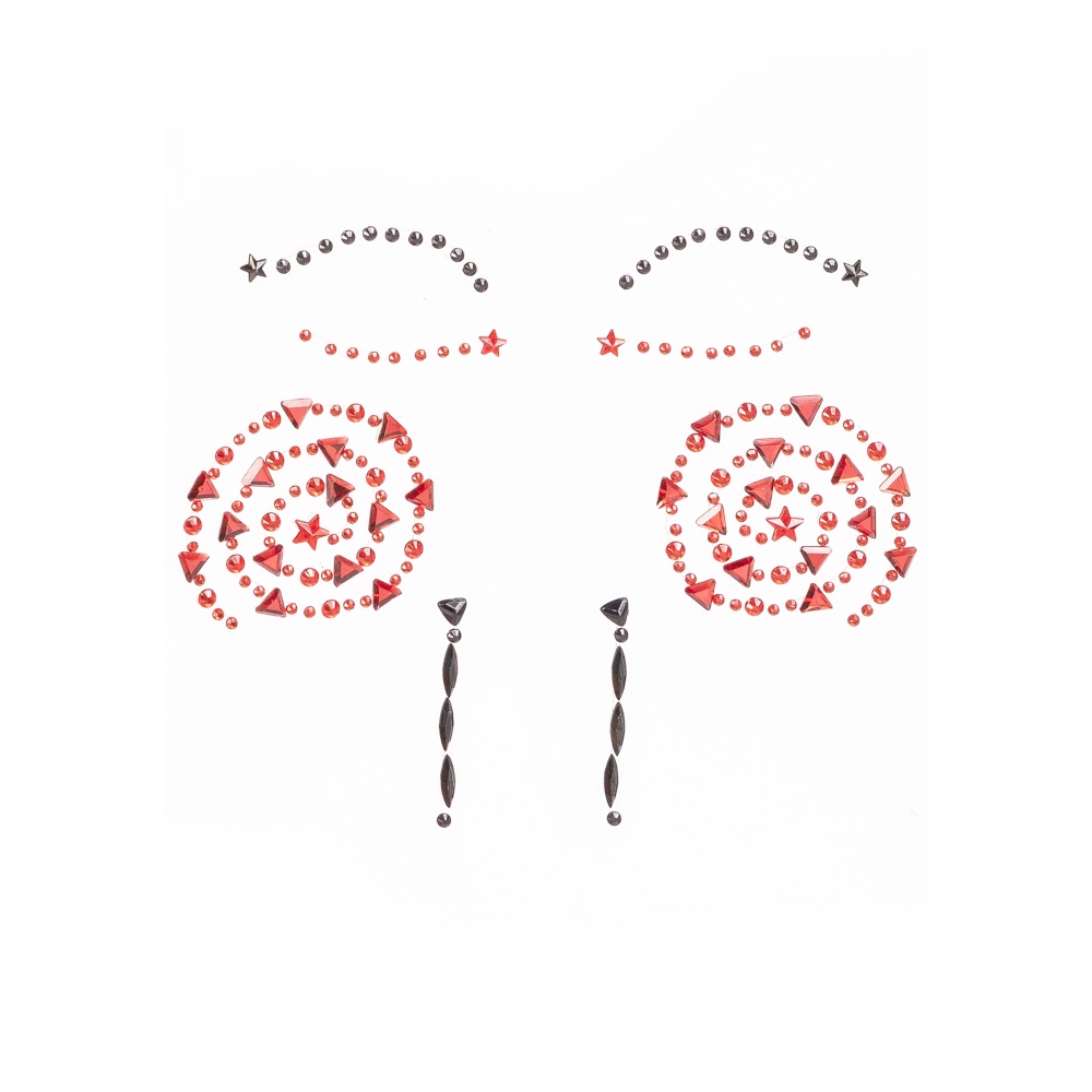 Leg Avenue - Puppet Autocollant Diamant Bijou Visage - Noir/Rouge